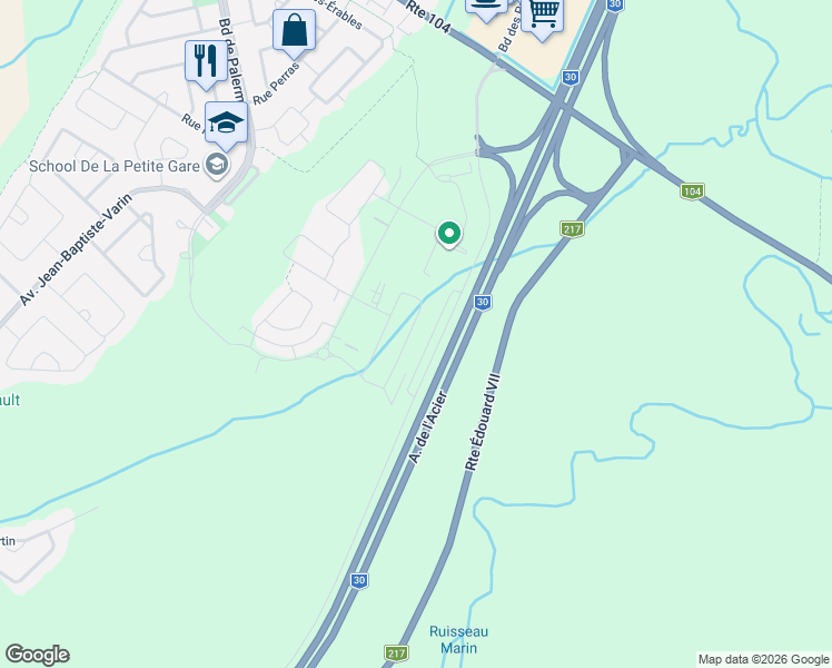 map of restaurants, bars, coffee shops, grocery stores, and more near 610 Rue du Moissonneur in La Prairie