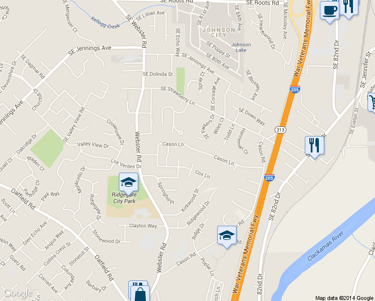 map of restaurants, bars, coffee shops, grocery stores, and more near 7610 Cason Lane in Gladstone