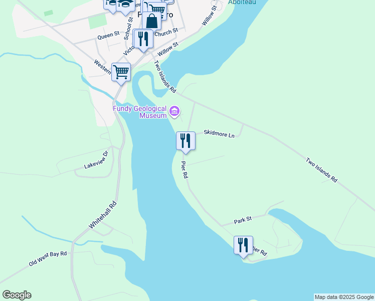 map of restaurants, bars, coffee shops, grocery stores, and more near 127 Pier Road in Parrsboro