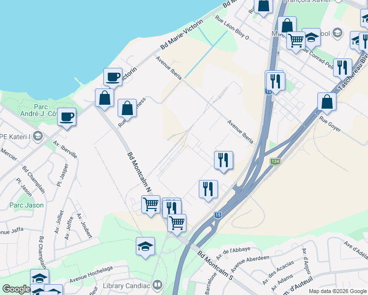 map of restaurants, bars, coffee shops, grocery stores, and more near 517 Rue d'Ambre in Candiac