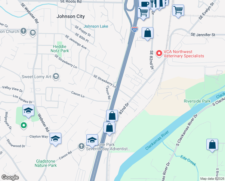 map of restaurants, bars, coffee shops, grocery stores, and more near 8660 Rileys Court in Gladstone