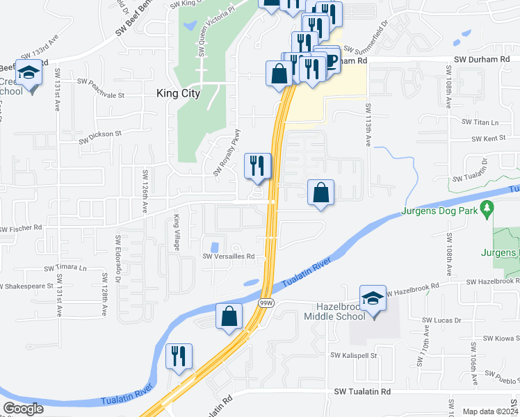 map of restaurants, bars, coffee shops, grocery stores, and more near in Washington County
