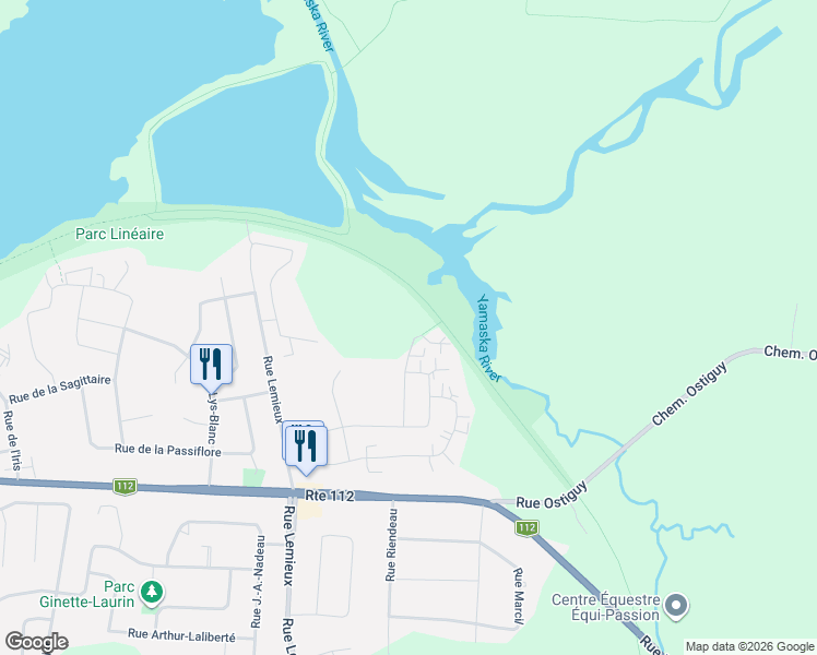 map of restaurants, bars, coffee shops, grocery stores, and more near 90 Rue de l'Hibiscus in Granby
