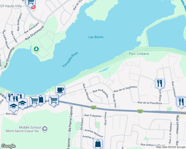 map of restaurants, bars, coffee shops, grocery stores, and more near 41 Rue de la Pontédérie in Granby