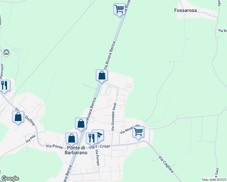 map of restaurants, bars, coffee shops, grocery stores, and more near 1 Via Perosi in Malo