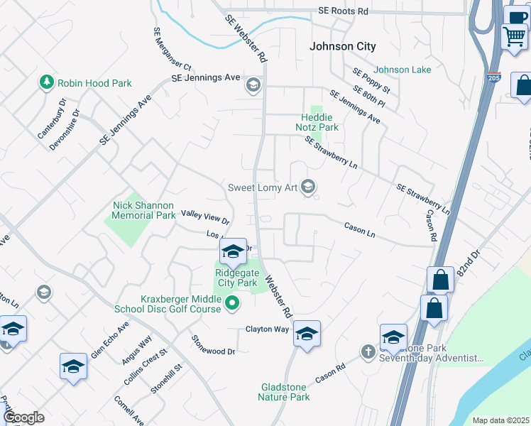 map of restaurants, bars, coffee shops, grocery stores, and more near 17221 Webster Road in Gladstone