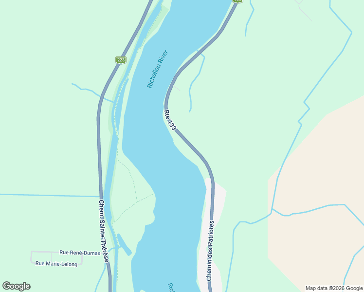 map of restaurants, bars, coffee shops, grocery stores, and more near 2623 Chemin des Patriotes in Richelieu