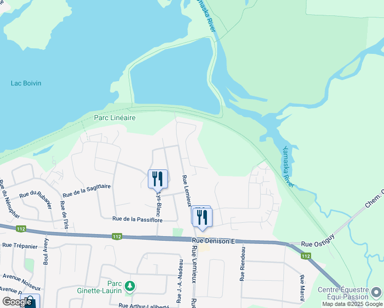 map of restaurants, bars, coffee shops, grocery stores, and more near 32 Rue Lemieux in Granby