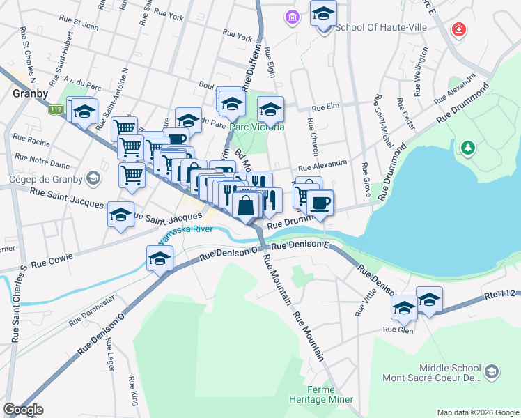 map of restaurants, bars, coffee shops, grocery stores, and more near 5 Boulevard Mountain in Granby