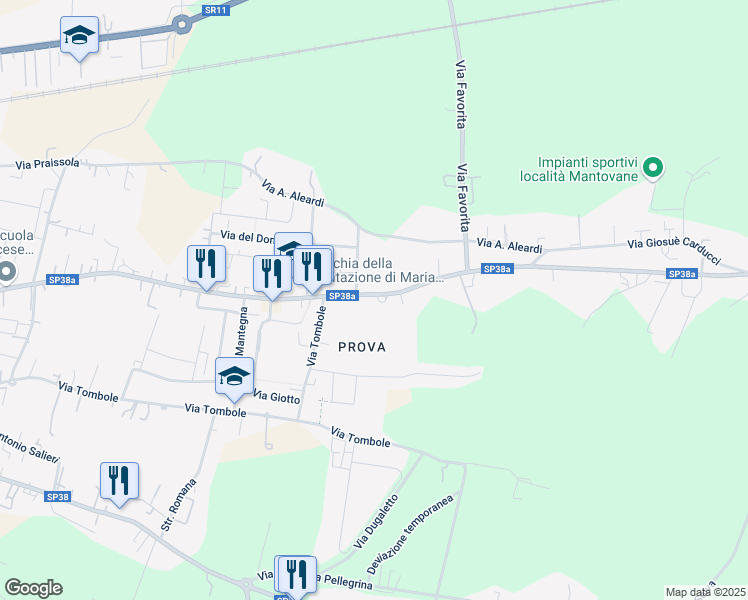 map of restaurants, bars, coffee shops, grocery stores, and more near 20 Via Caduti sul Lavoro in San Bonifacio