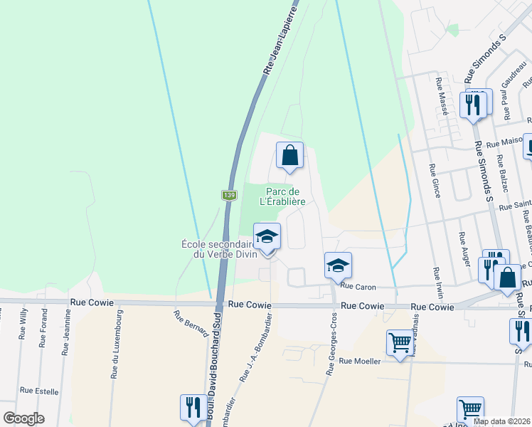 map of restaurants, bars, coffee shops, grocery stores, and more near in Granby