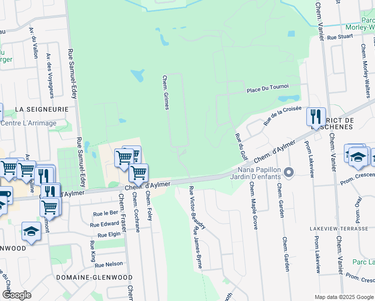 map of restaurants, bars, coffee shops, grocery stores, and more near 7 Chemin Grimes in Gatineau