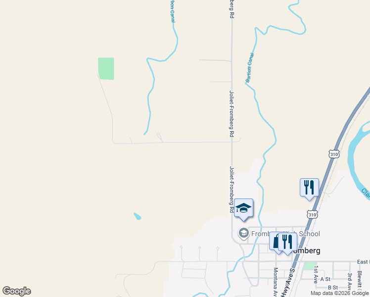 map of restaurants, bars, coffee shops, grocery stores, and more near 15 Gebo Road in Fromberg