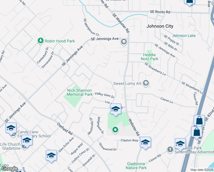 map of restaurants, bars, coffee shops, grocery stores, and more near 7125 Via Montemar in Gladstone