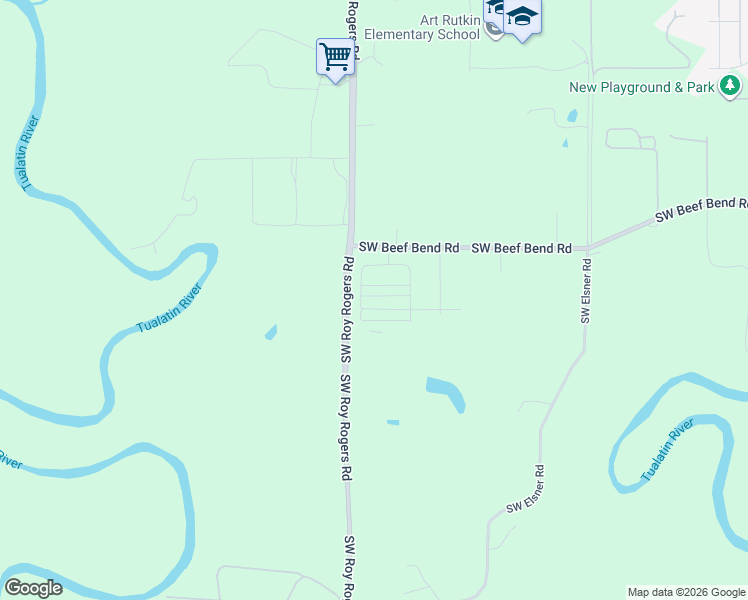 map of restaurants, bars, coffee shops, grocery stores, and more near 16889 Southwest Pomelo Drive in King City