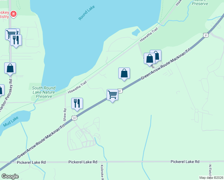 map of restaurants, bars, coffee shops, grocery stores, and more near 1995 U.S. 31 North in Petoskey