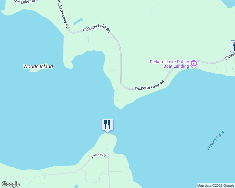 map of restaurants, bars, coffee shops, grocery stores, and more near 9347 Pickerel Lake Road in Pickerel