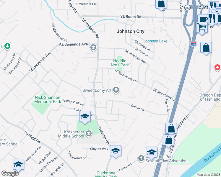 map of restaurants, bars, coffee shops, grocery stores, and more near 17137 Stanhelma Drive in Gladstone