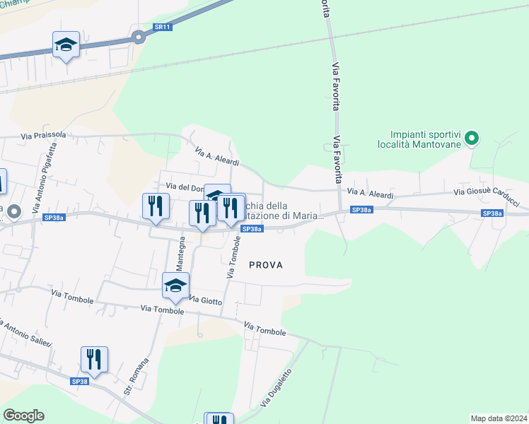 map of restaurants, bars, coffee shops, grocery stores, and more near 20 Via Caduti sul Lavoro in San Bonifacio