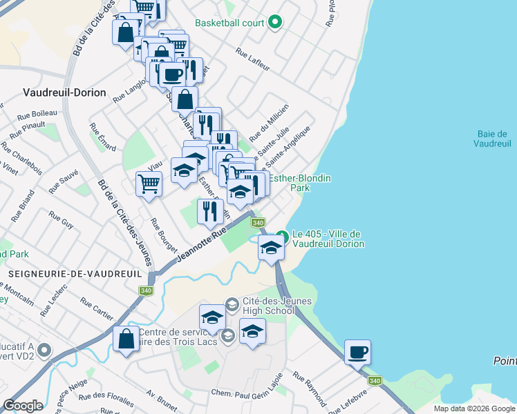 map of restaurants, bars, coffee shops, grocery stores, and more near 2 Rue Saint-Michel in Vaudreuil-Dorion