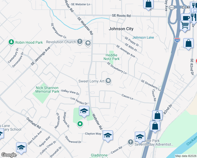 map of restaurants, bars, coffee shops, grocery stores, and more near 17050 Southeast Gurnee Avenue in Gladstone