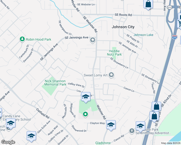 map of restaurants, bars, coffee shops, grocery stores, and more near 17055 Southeast Webster Road in Portland