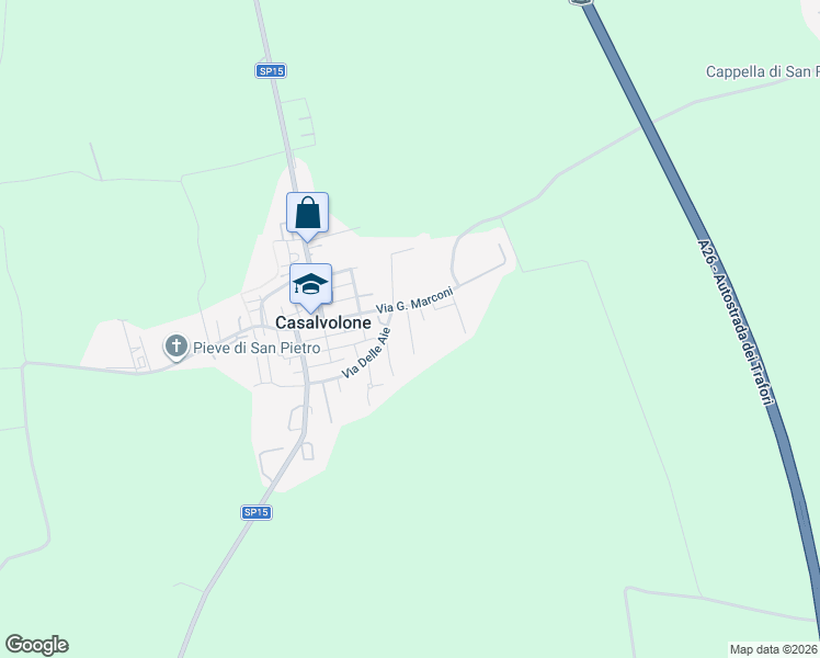 map of restaurants, bars, coffee shops, grocery stores, and more near 52 Via delle Aie in Casalvolone