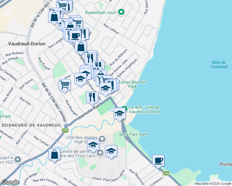 map of restaurants, bars, coffee shops, grocery stores, and more near 6 Rue Saint-Michel in Vaudreuil-Dorion
