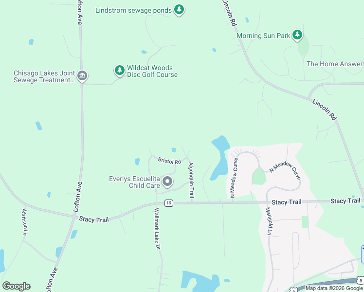 map of restaurants, bars, coffee shops, grocery stores, and more near 11576 Bristol Road in Chisago City