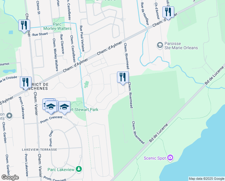 map of restaurants, bars, coffee shops, grocery stores, and more near in Gatineau