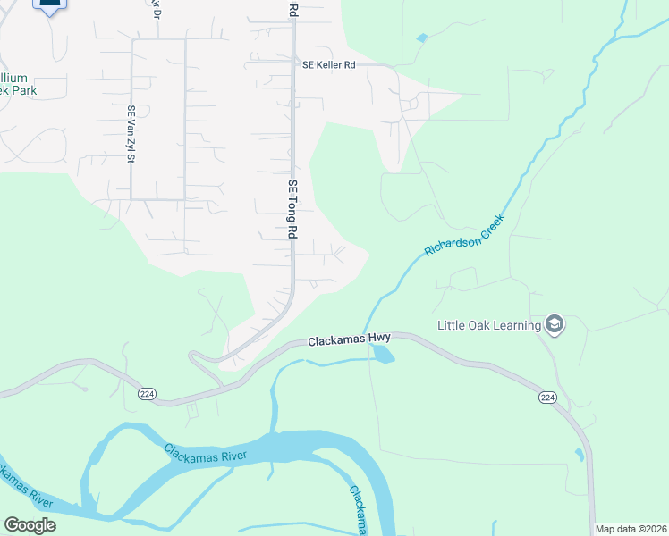 map of restaurants, bars, coffee shops, grocery stores, and more near 18493 Southeast Miarly Lane in Damascus
