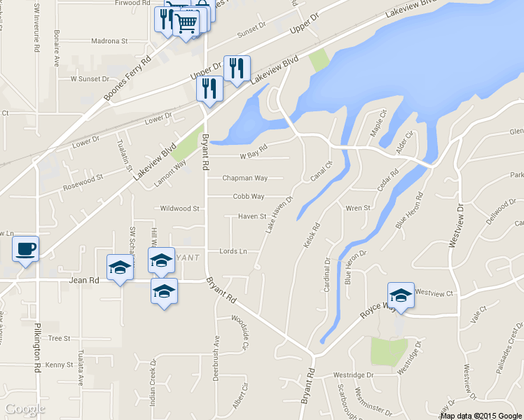 map of restaurants, bars, coffee shops, grocery stores, and more near 4201 Haven Street in Lake Oswego