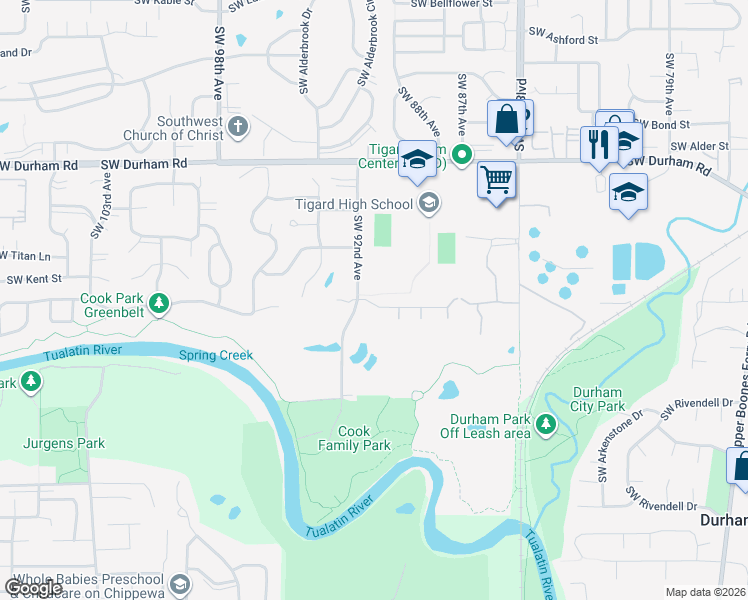 map of restaurants, bars, coffee shops, grocery stores, and more near 9111 Southwest Waverly Drive in Portland