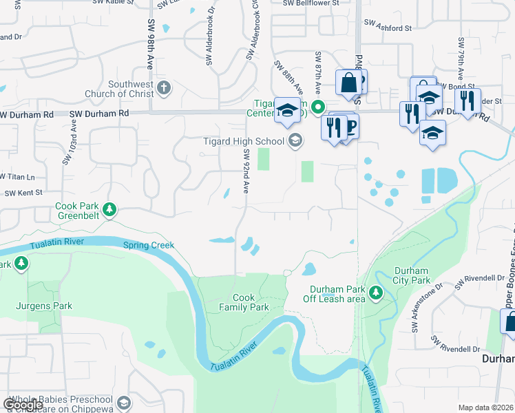 map of restaurants, bars, coffee shops, grocery stores, and more near 9111 Southwest Waverly Drive in Portland