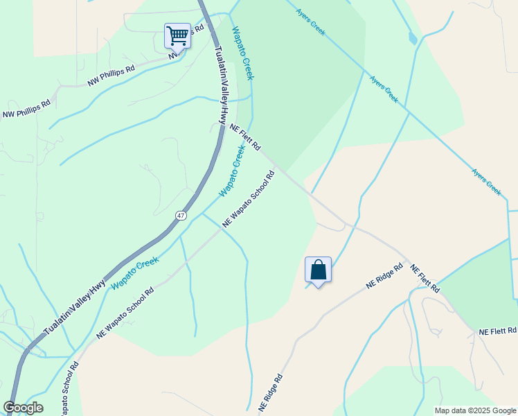 map of restaurants, bars, coffee shops, grocery stores, and more near 25400 Northeast Wapato School Road in Gaston