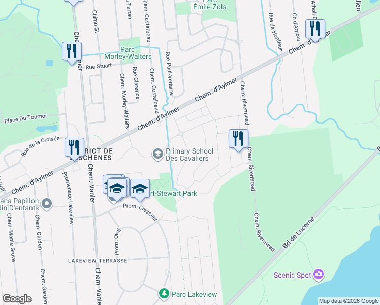 map of restaurants, bars, coffee shops, grocery stores, and more near 324 Avenue de l'Hippodrome in Gatineau