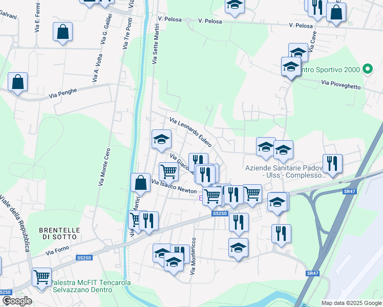 map of restaurants, bars, coffee shops, grocery stores, and more near 3 Via Camillo Flammarion in Padova