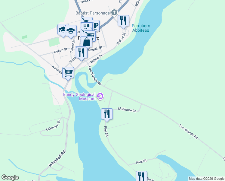 map of restaurants, bars, coffee shops, grocery stores, and more near 178 Two Islands Rd in Parrsboro