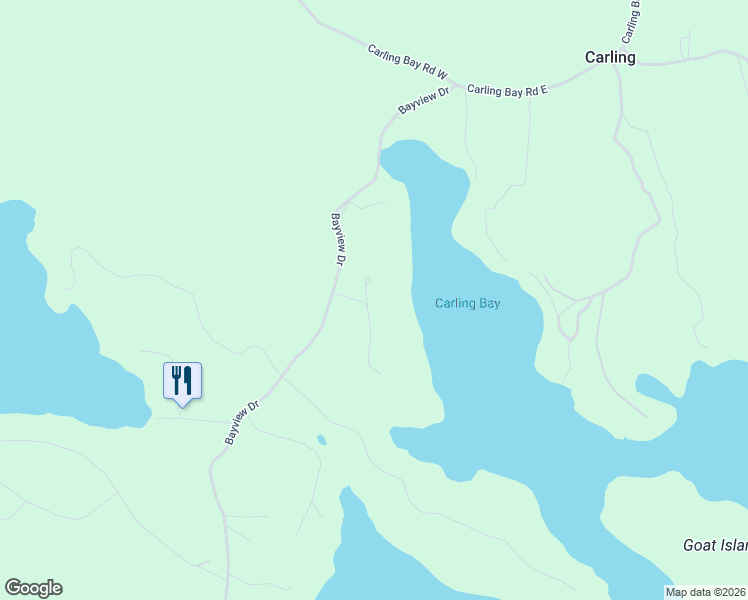 map of restaurants, bars, coffee shops, grocery stores, and more near 22 Bayview Drive in Parry Sound District