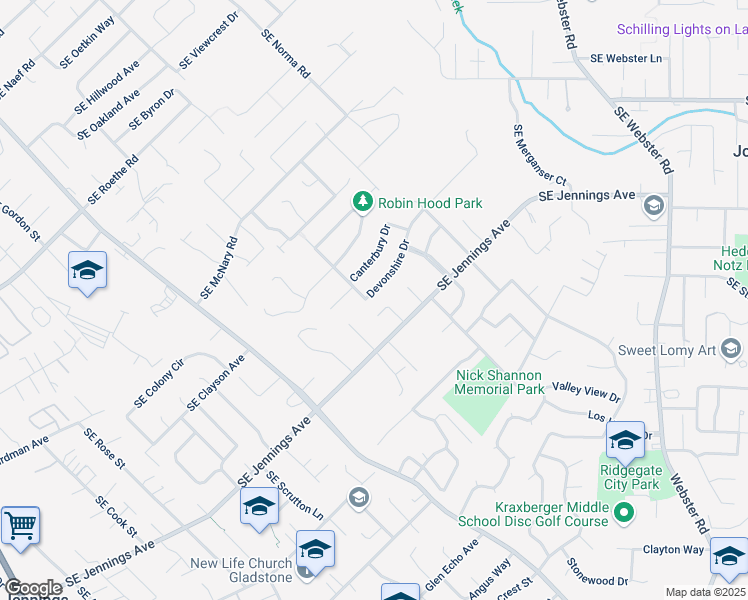 map of restaurants, bars, coffee shops, grocery stores, and more near 6620 Devonshire Drive in Gladstone