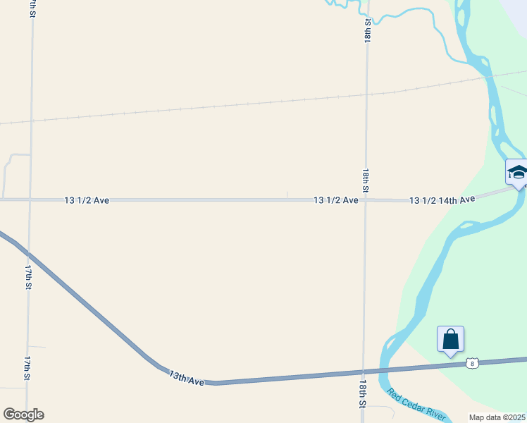 map of restaurants, bars, coffee shops, grocery stores, and more near 1771 13 1/2 Avenue in Barron