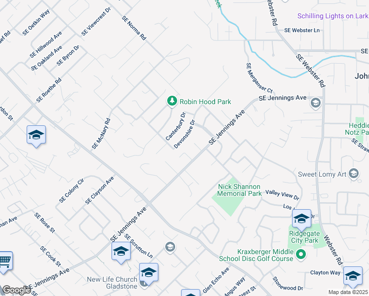 map of restaurants, bars, coffee shops, grocery stores, and more near 6620 Devonshire Drive in Gladstone