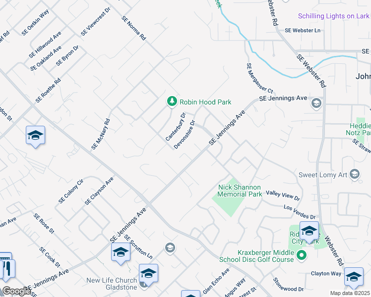 map of restaurants, bars, coffee shops, grocery stores, and more near 6620 Devonshire Drive in Gladstone