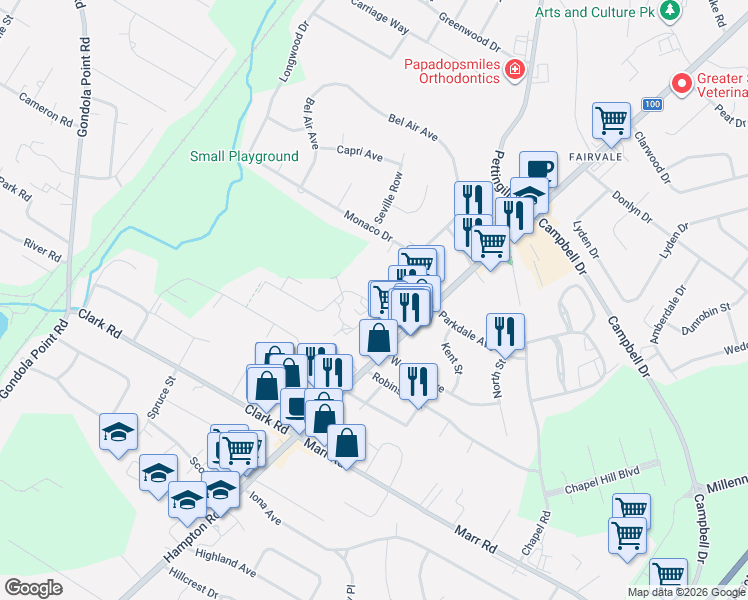 map of restaurants, bars, coffee shops, grocery stores, and more near 8 Sierra Avenue in Rothesay