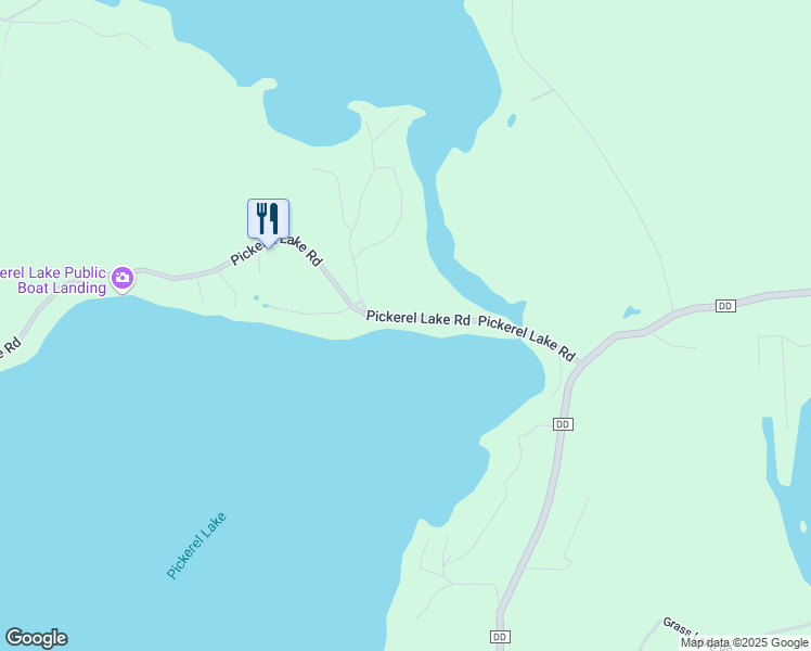 map of restaurants, bars, coffee shops, grocery stores, and more near 8991 Pickerel Lake Road in Pickerel