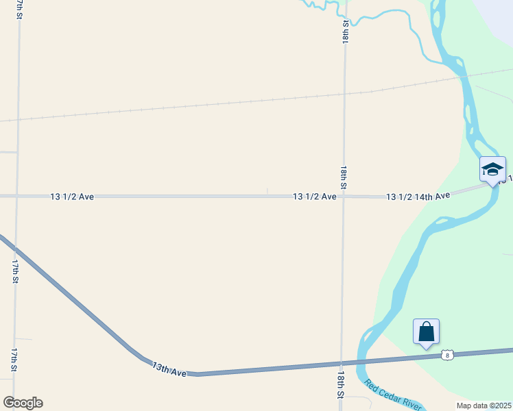 map of restaurants, bars, coffee shops, grocery stores, and more near 1771 13 1/2 Avenue in Barron