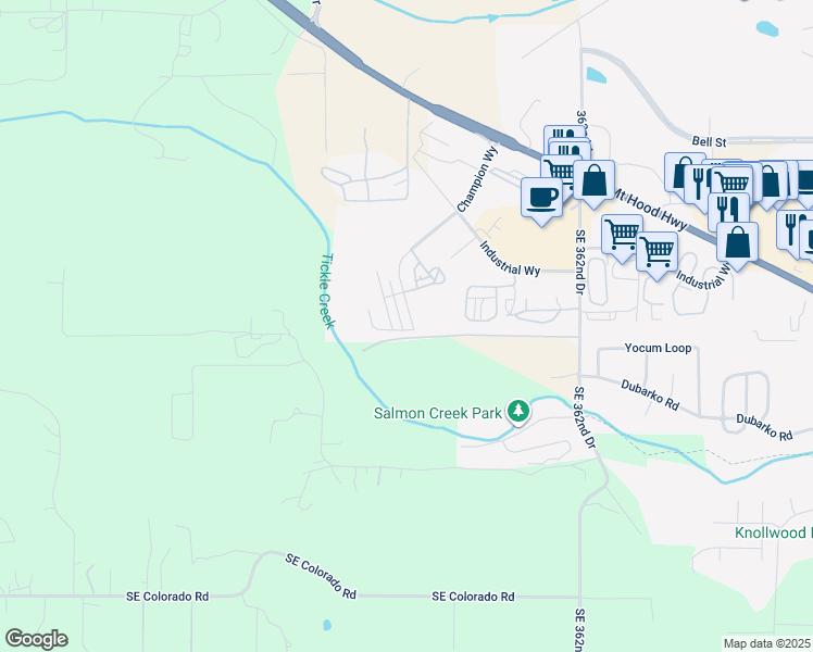 map of restaurants, bars, coffee shops, grocery stores, and more near 16855 Champion Way in Sandy
