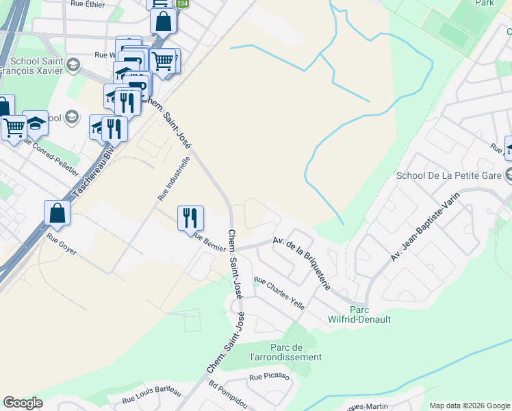map of restaurants, bars, coffee shops, grocery stores, and more near 125 Rue de la Bélize in La Prairie