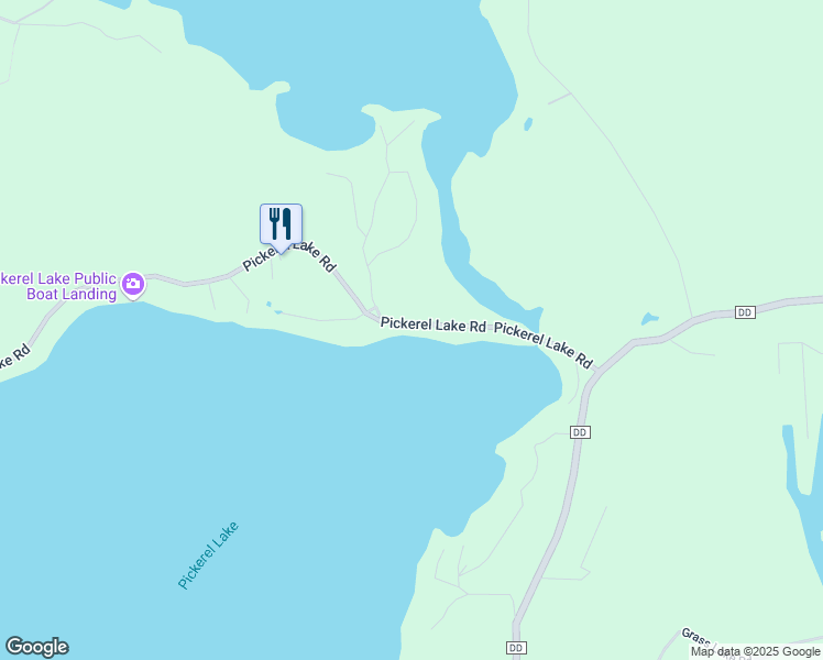 map of restaurants, bars, coffee shops, grocery stores, and more near 8991 Pickerel Lake Road in Pickerel