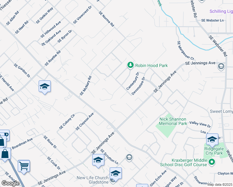 map of restaurants, bars, coffee shops, grocery stores, and more near 6560 Chessington Lane in Gladstone